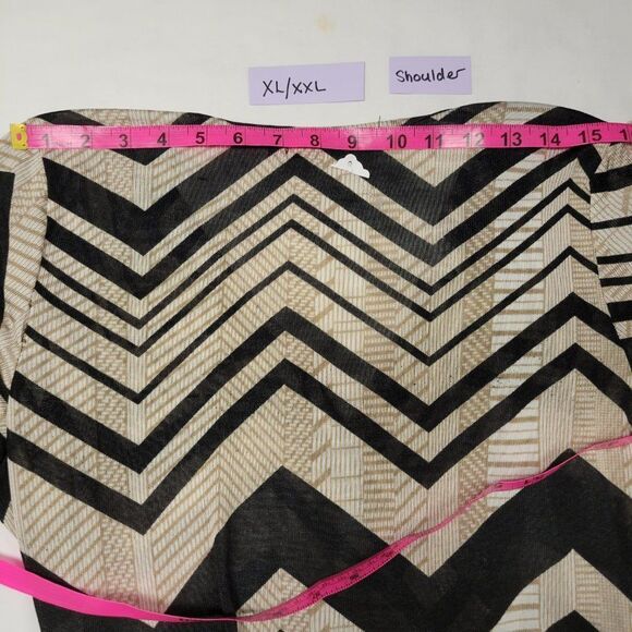 Butterfly Sleeve Top in Black & Beige Geometric Print -  Size S, XL - Picture 8 of 10